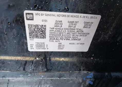 2022 GMC Terrain Slt z USA, uszkodzony, nr VIN 3GKALPEV5NL106418